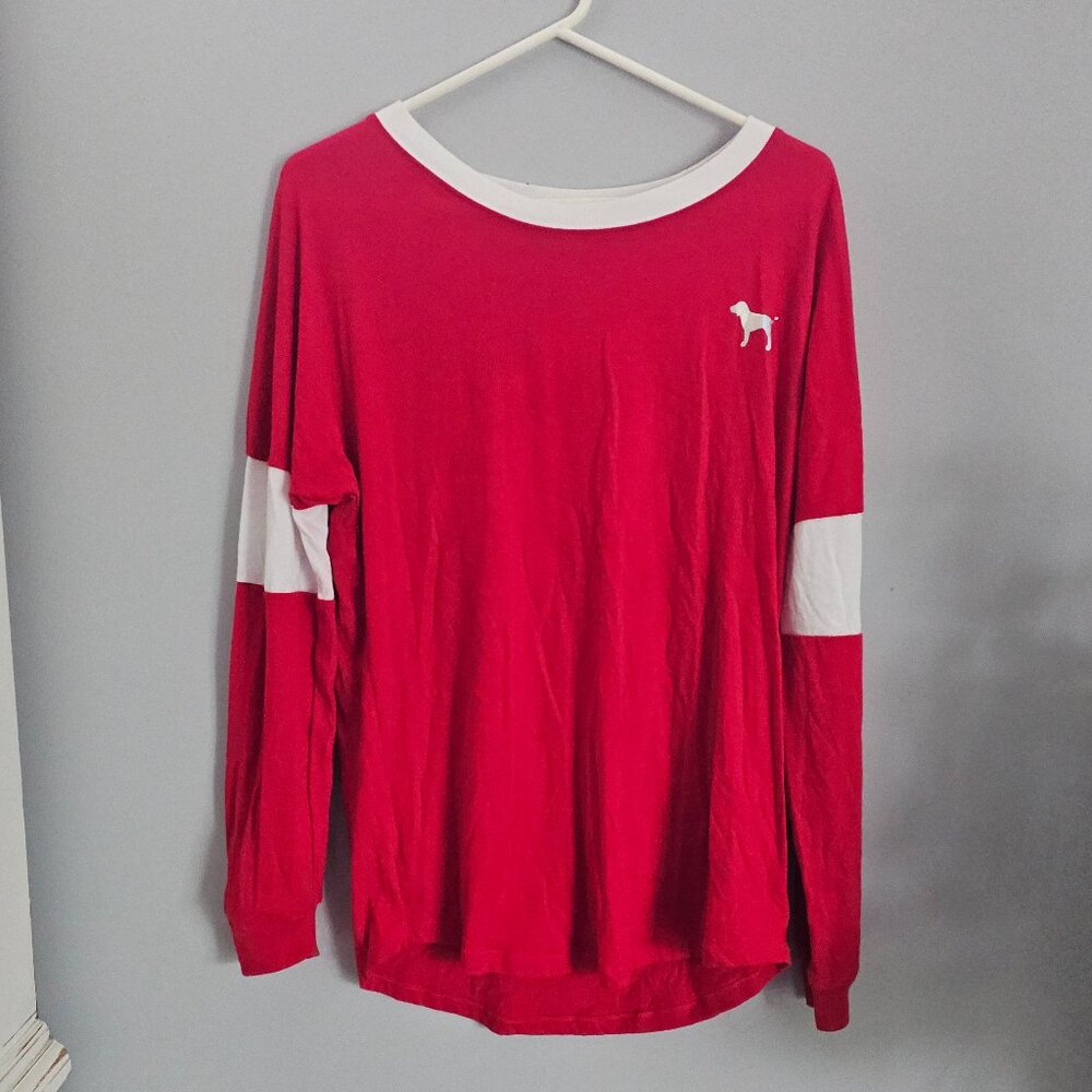 Victoria's Secret PINK Red Rhinestone Long-Sleeve Tee